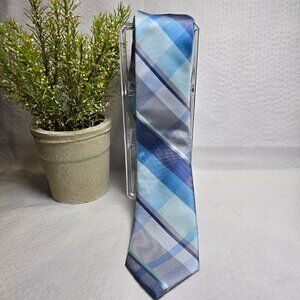 MADISON MENS BLUE PLAID TIE, 100% POLYESTER, NEW WITH TAGS